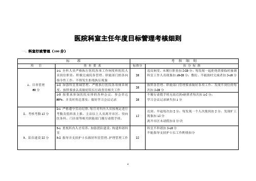 医院科室主任年度目标管理考核细则【完整详细版】(1)