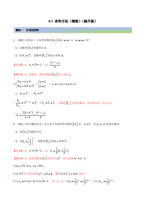 2023年高考数学一轮复习提升专练(新高考地区用)6-4 求和方法(精练)(解析版)