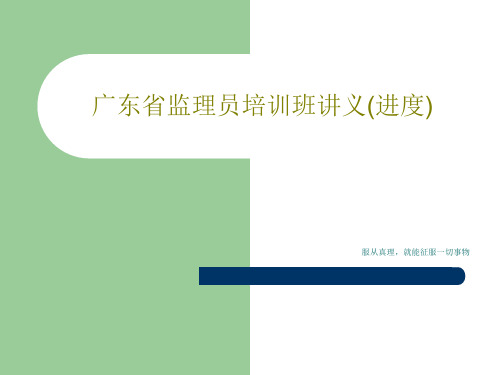 广东省监理员培训班讲义(进度)24页PPT
