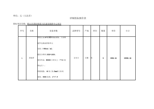 详细投标报价表