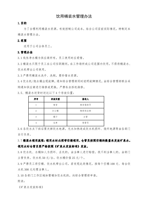 公司桶装饮用水管理规定