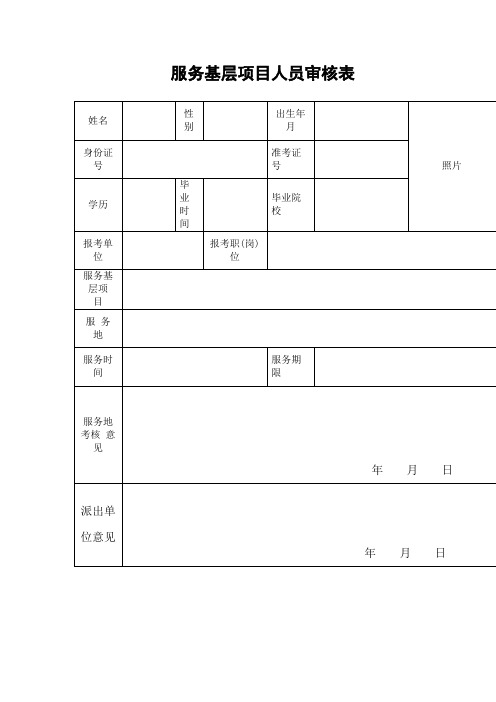 服务基层项目人员审核表