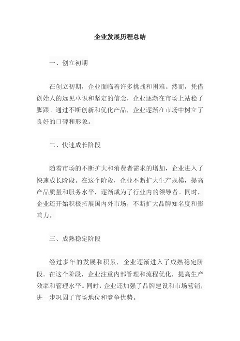 企业发展历程怎么写简短总结