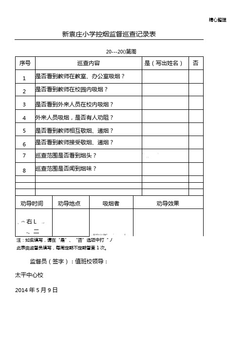 控烟监督员督查记录表格模板