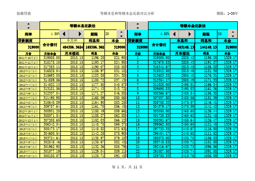 等额本金与等额本息按揭贷款还款方式比较 e cel表格自动套用格式计算 