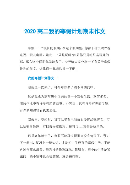 2020高二我的寒假计划期末作文