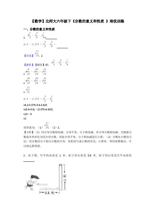 【数学】北师大六年级下《分数的意义和性质 》培优训练