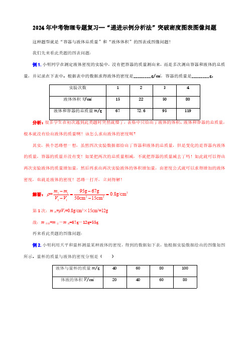 2024年中考物理专题复习—“递进示例分析法”突破密度图表图像问题