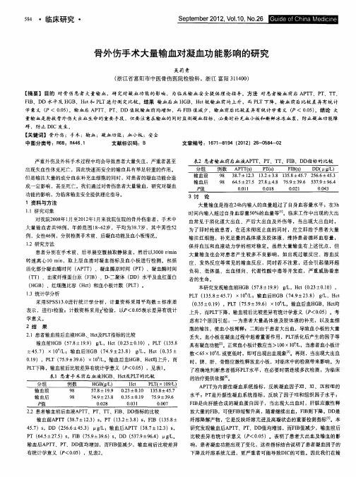 骨外伤手术大量输血对凝血功能影响的研究