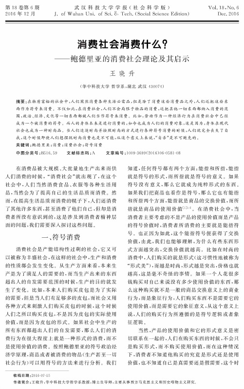 消费社会消费什么？——鲍德里亚的消费社会理论及其启示