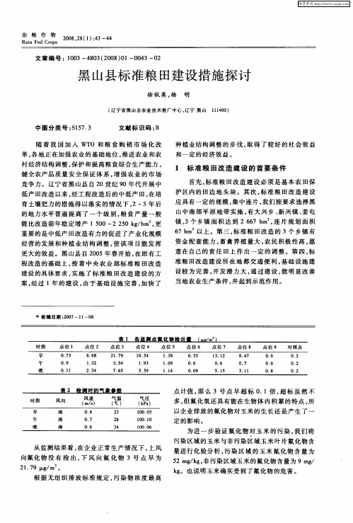 黑山县标准粮田建设措施探讨