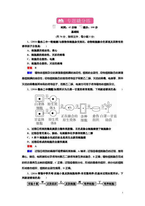 高考生物一轮复习专题训练：专题30 克隆技术