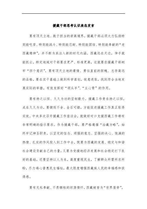 援藏干部思考认识表态发言