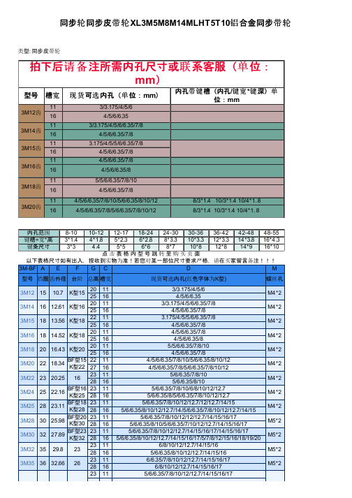 同步轮同步皮带轮XL3M5M8M14MLHT5T10铝合金同步带轮