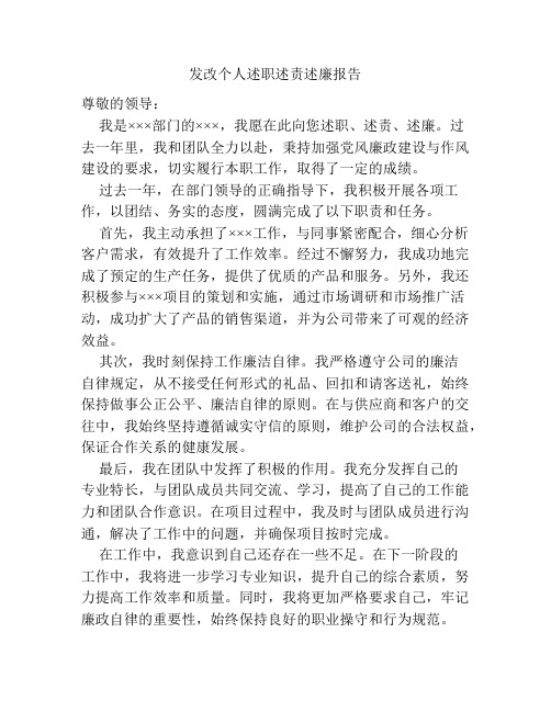 发改个人述职述责述廉报告