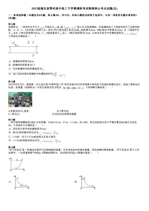 2023届湖北省鄂州高中高三下学期调研考试物理核心考点试题(五)