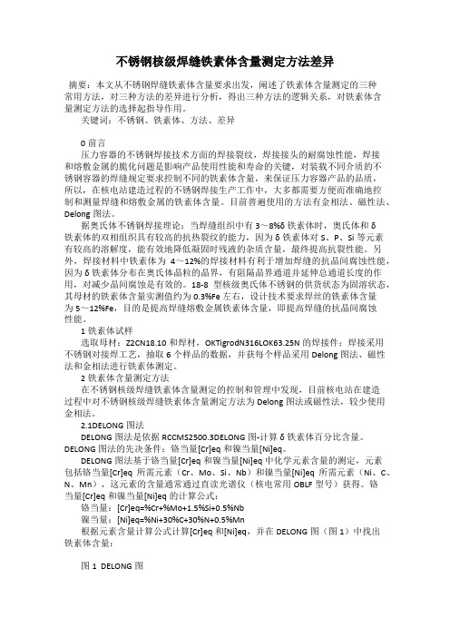 不锈钢核级焊缝铁素体含量测定方法差异