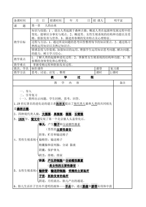 新第一章人的由来复习