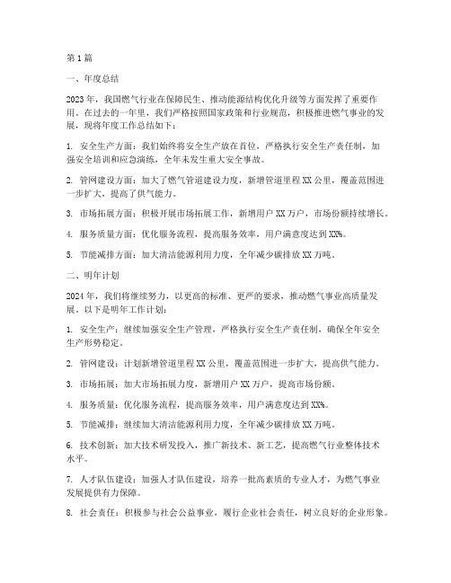 燃气年度总结明年计划(3篇)