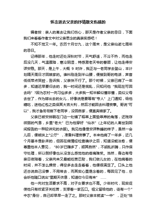 怀念逝去父亲的抒情散文伤感的