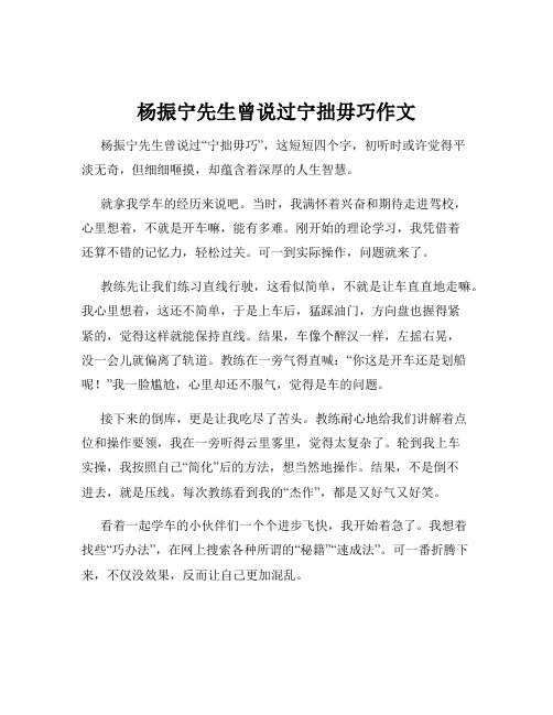 杨振宁先生曾说过宁拙毋巧作文