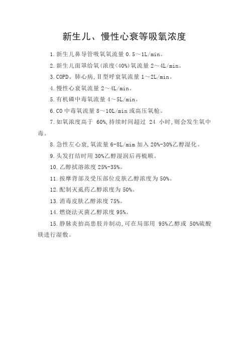 临床医学新生儿、慢性心衰等吸氧浓度注意事项