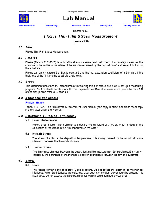 Flexus Thin Film Stress Measurement说明书