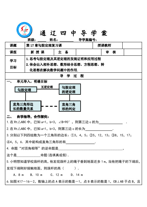 勾股定理复习课导学案(1)