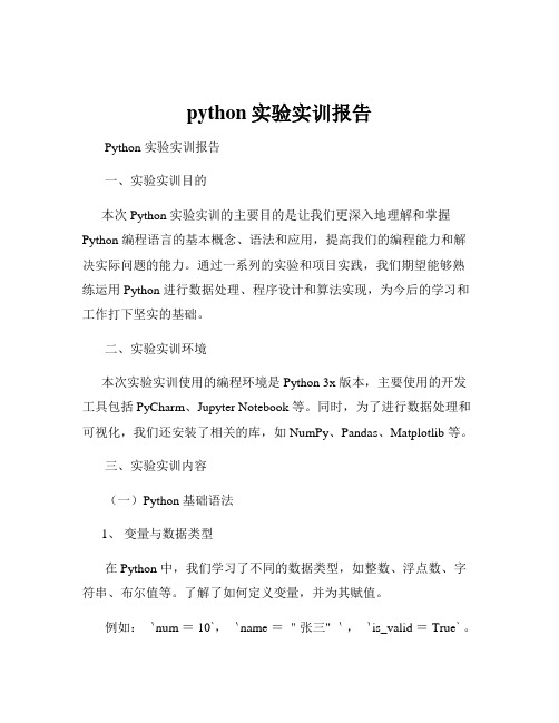 python实验实训报告