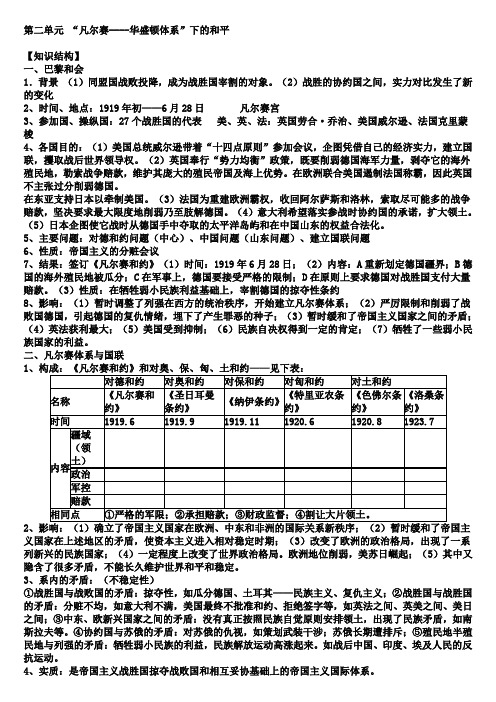 高中历史第二单元 “凡尔赛----华盛顿体系”下的和平基础知识总结