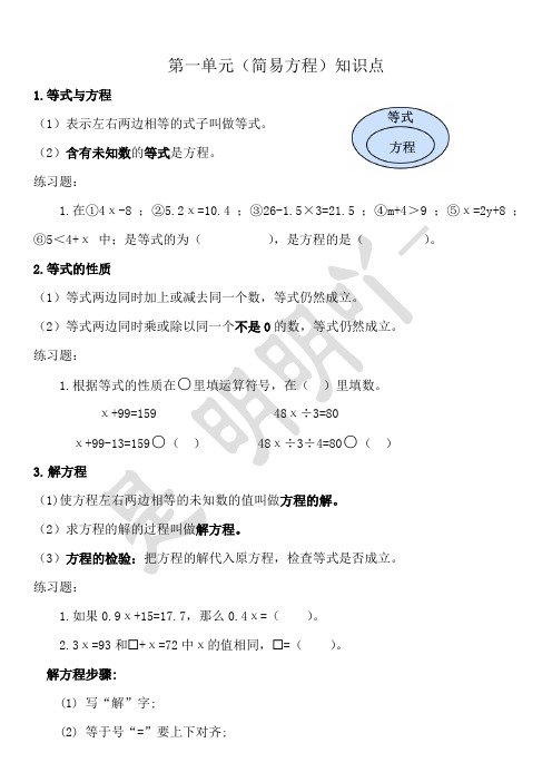 苏教版五年级下册数学第一、二单元知识汇总及练习