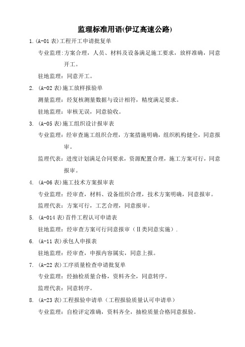 监理标准用语