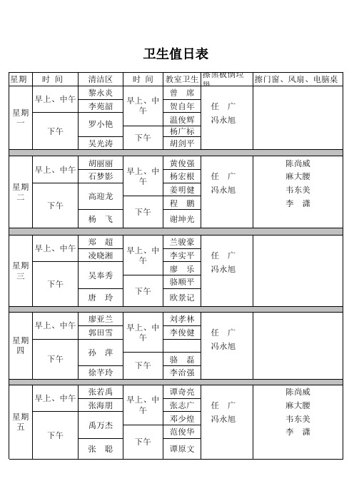 83班班干表