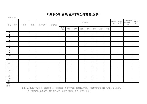 学校晨检记录表