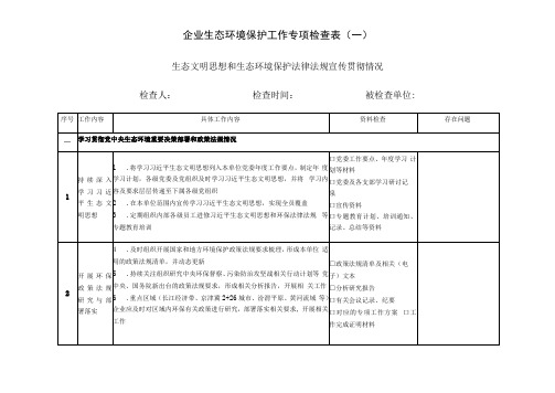 企业生态环境保护工作专项检查表一