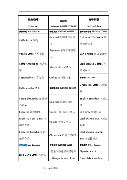 星巴克菜单(精)