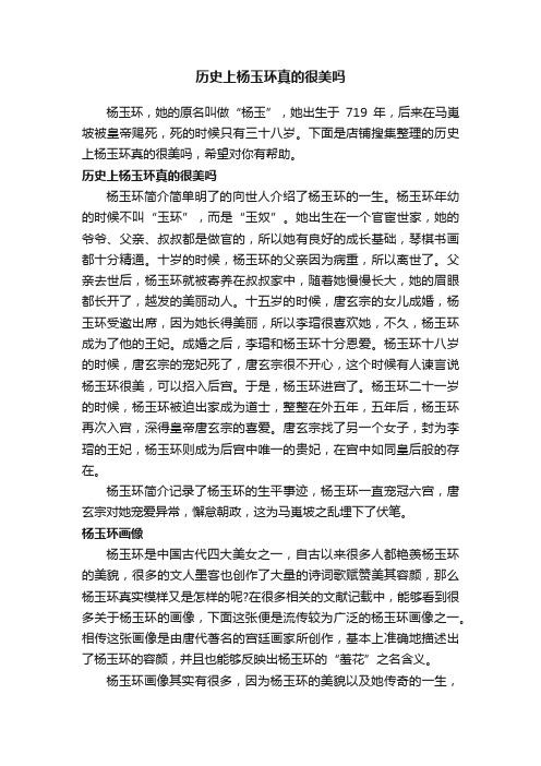 历史上杨玉环真的很美吗