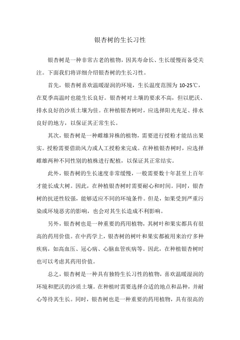 银杏树的生长习性