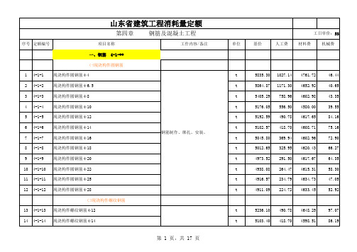 山东省建筑工程消耗量定额 钢筋及混凝土工程