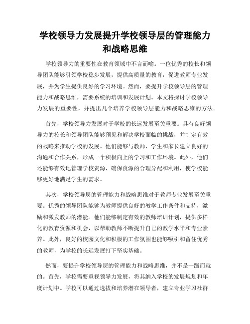 学校领导力发展提升学校领导层的管理能力和战略思维