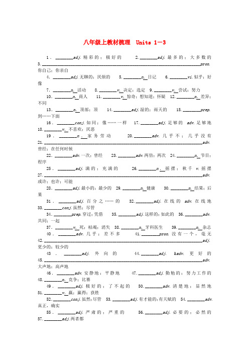 广东省2017年中考英语突破复习 教材梳理 八上 units 1-10试题 人教新目标版