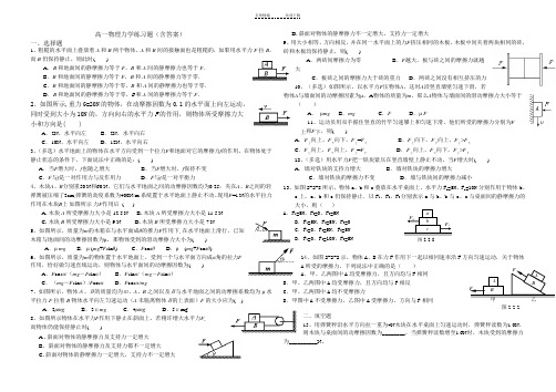 高一物理受力分析专题(含答案)