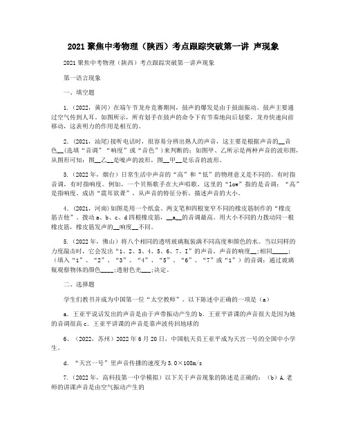 2021聚焦中考物理(陕西)考点跟踪突破第一讲 声现象