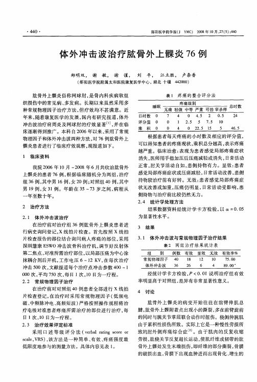 体外冲击波治疗肱骨外上髁炎76例