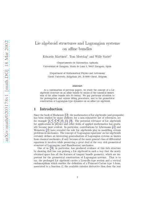 Lie algebroid structures and Lagrangian systems on affine bundles