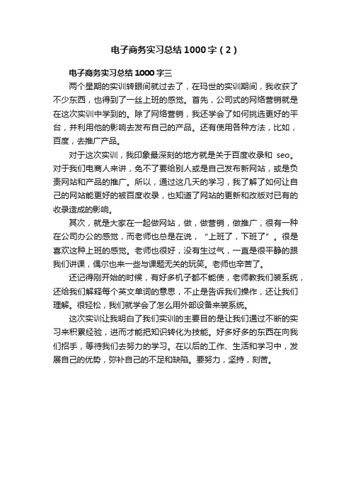 电子商务实习总结1000字（2）