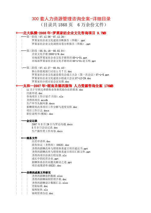 300套hr管理咨询全案6万份文件清单(1868页)