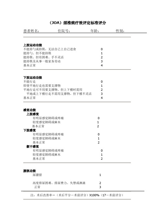 JOA颈痛评分