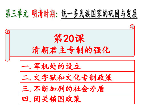 人教部编版七年级下册 第课：清朝君主专制的强化 课件(共22张PPT)