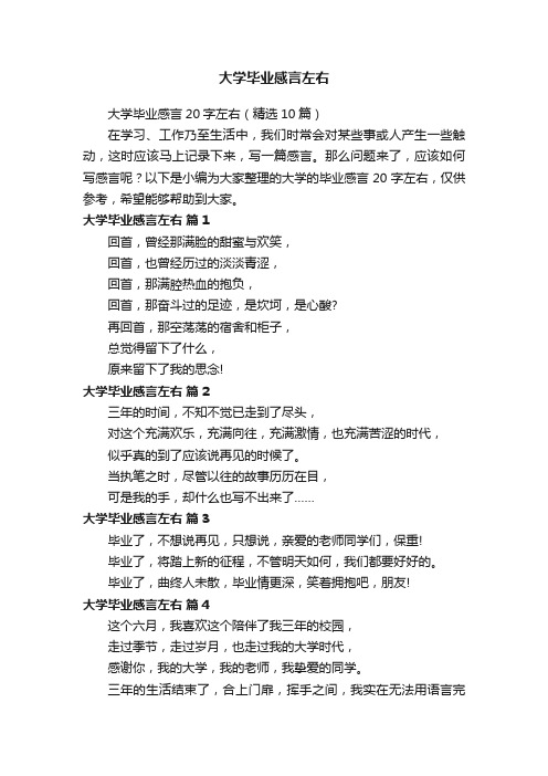 大学毕业感言20字左右（精选10篇）